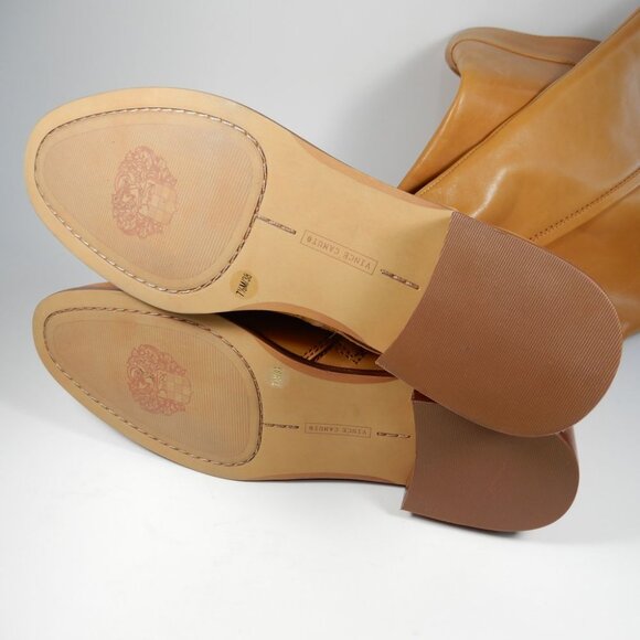 VINCE CAMUTO Ovarlym Riding Tall Boots Size 7.5 Light Cognac Brown LEATHER NEW - Picture 13 of 14